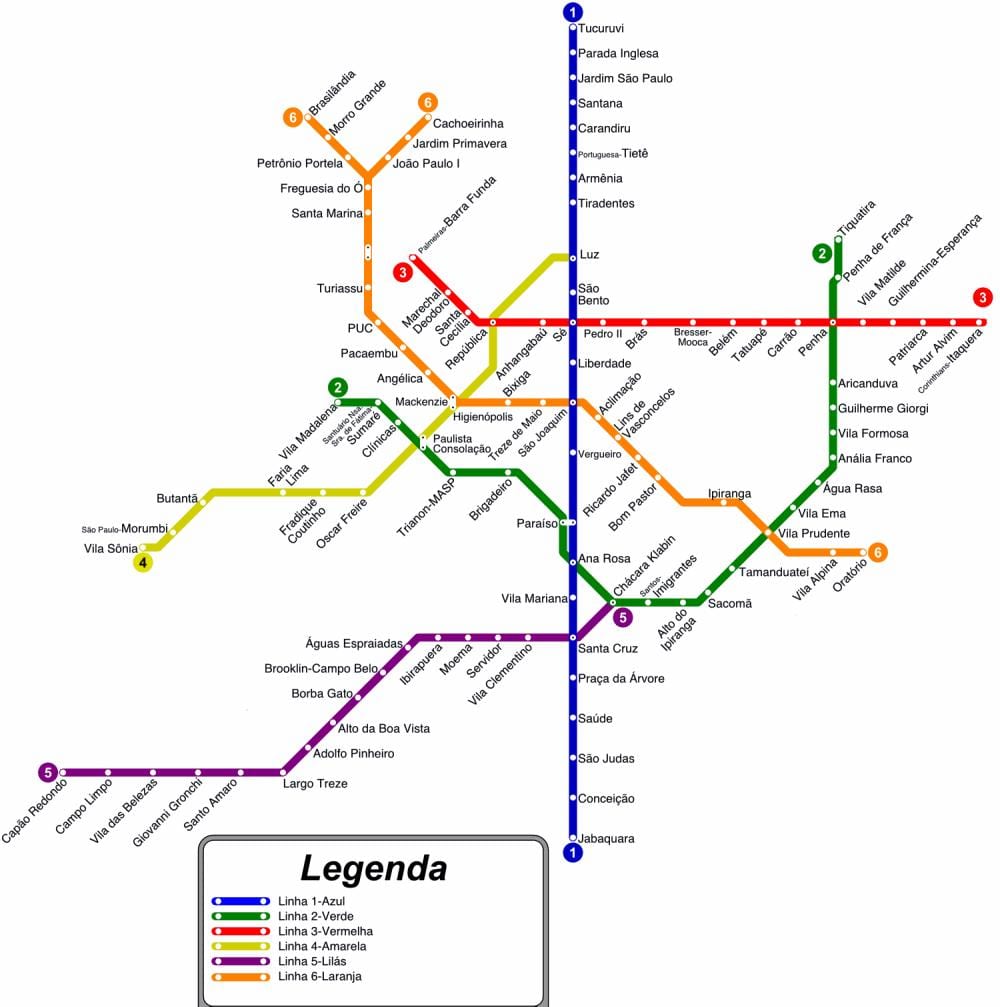 Метроа Сао Пауло картицу у формату ПДФ